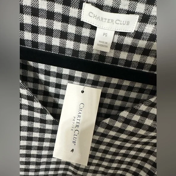 Charter Club Black and White Gingham Women's Top - Picture 2 of 5